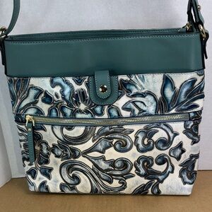 MC Marc Chantal Tooled Embossed Leather Crossbody Shoulder Bag Purse Handbag